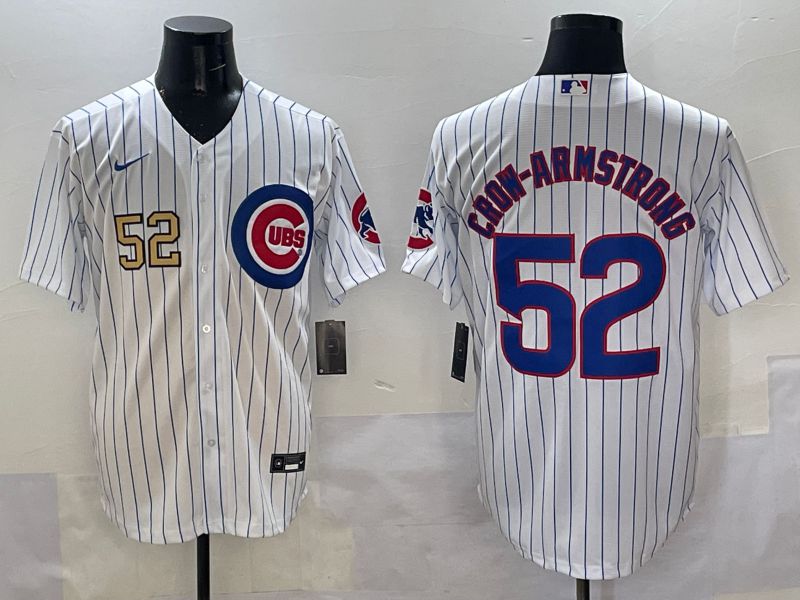 Men Chicago Cubs #52 Crow-Armstrong White Stripe Game 2025 Nike MLB Jersey style 1